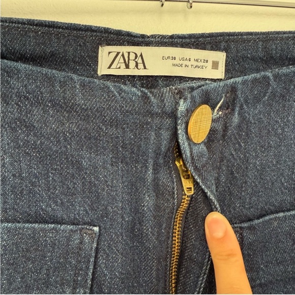 ZARA FRONT POCKET FLARED ANKLE LENGTH JEANS size 6 - Picture 7 of 12